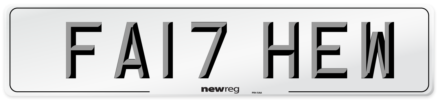 FA17 HEW Number Plate from New Reg